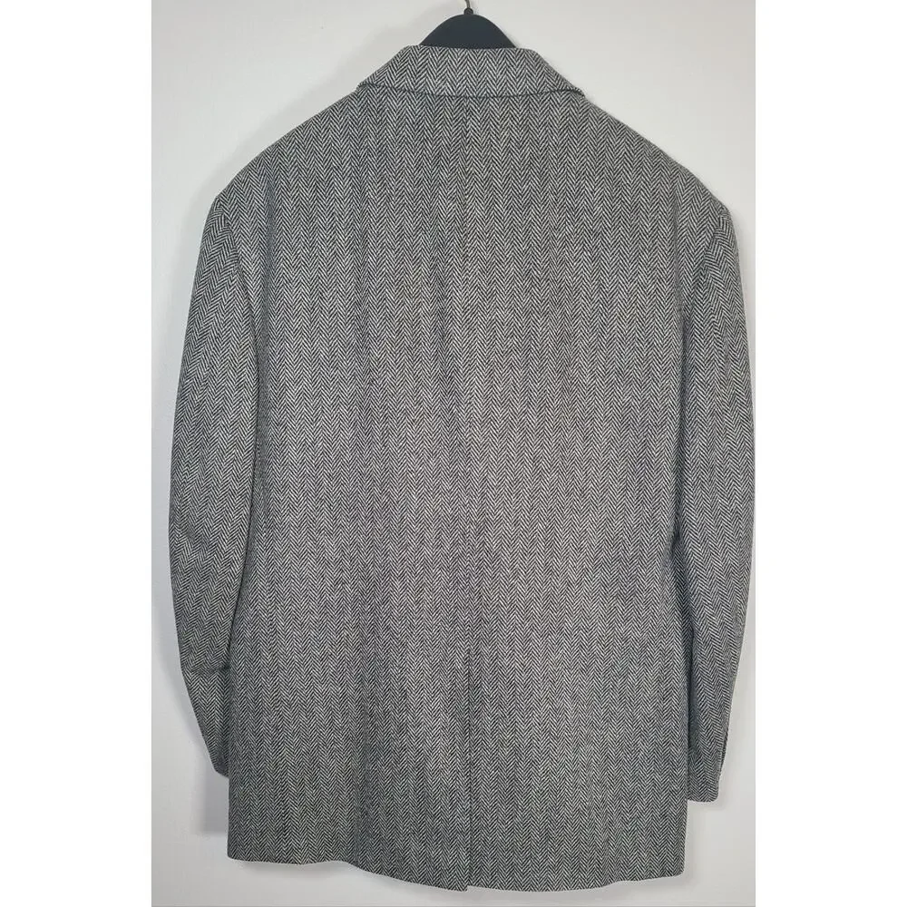 VTG Robert Stock 41 R Gray Herringbone Tweed Blazer Jacket Sport Coat Lambswool